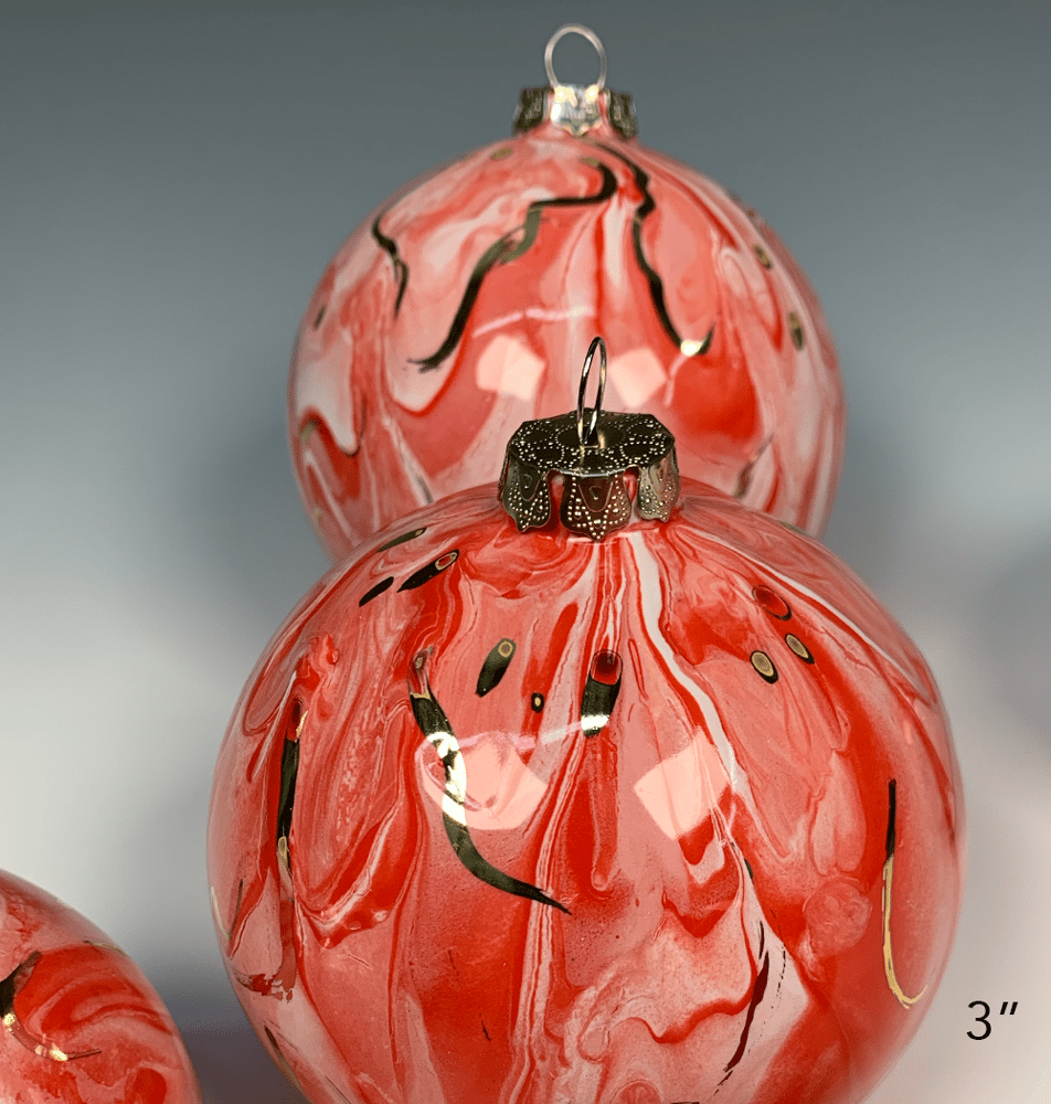 Image of Limited Edition 20K Gold Luster Ornament 3" Red/Pink/White