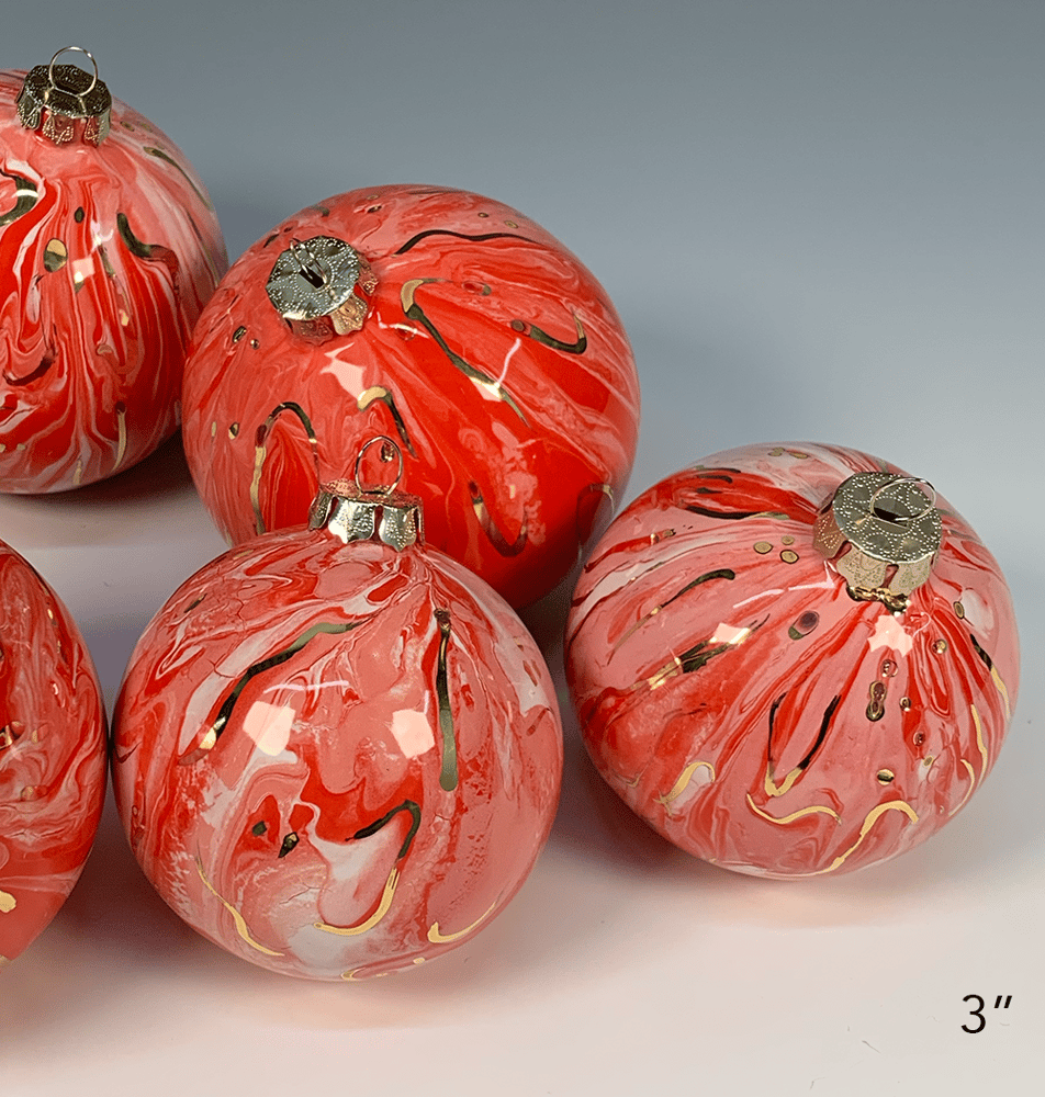 Image of Limited Edition 20K Gold Luster Ornament 3" Red/Pink/White