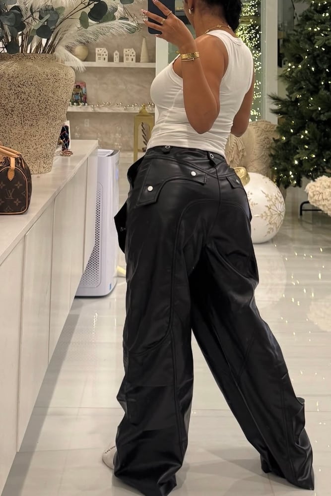 Image of ROCKSTAR LEATHER CARGO PANTS (black) 