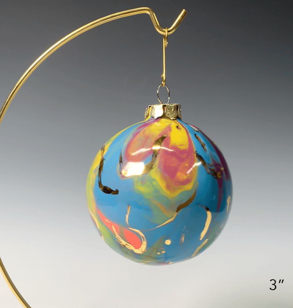 Image of Limited Edition 20K Gold Luster Ornament 3" Blue/Pink/Purple/Lime