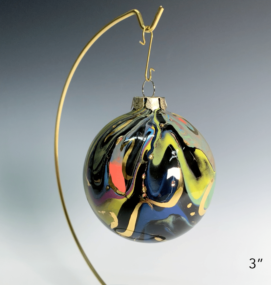 Image of  Limited Edition 20K Gold Luster Ornament 3" Black/Lime/Blue/Pink