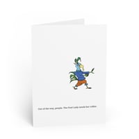 Image 1 of Busy Chicken Delivers Coffee to First Lady | Greeting Card