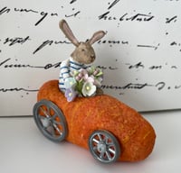 Image 1 of Spun cotton carrot car bunny