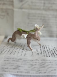Image 1 of Spun cotton running bunny ornament