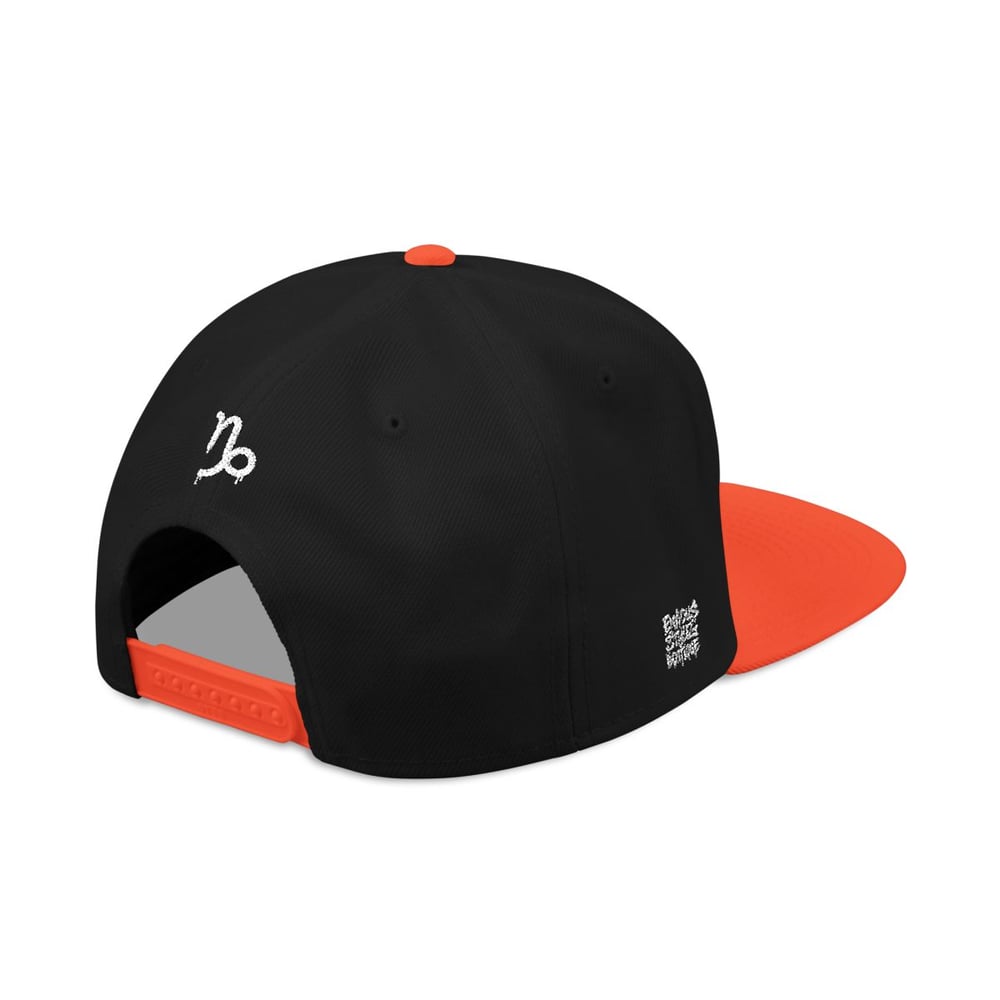 Image of Unisex Zodiac Capricorn Embroidered Snapback Hat — Stylized Capricorn Symbol & Text