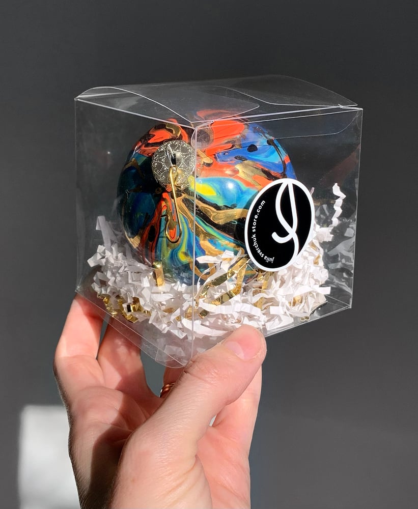 Image of  Limited Edition 20K Gold Luster Ornament 3" Black/Lime/Blue/Pink