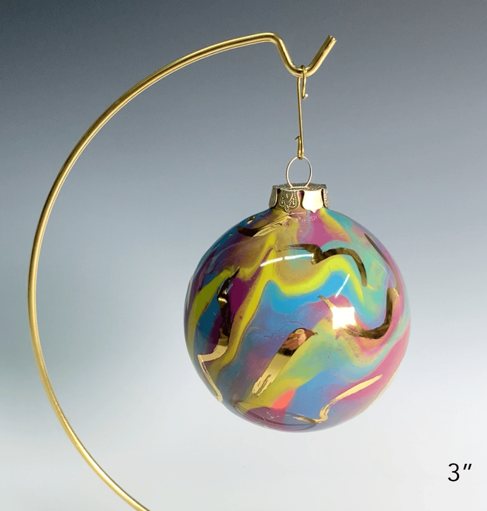 Image of Limited Edition 20K Gold Luster Ornament 3" Blue/Pink/Purple/Lime
