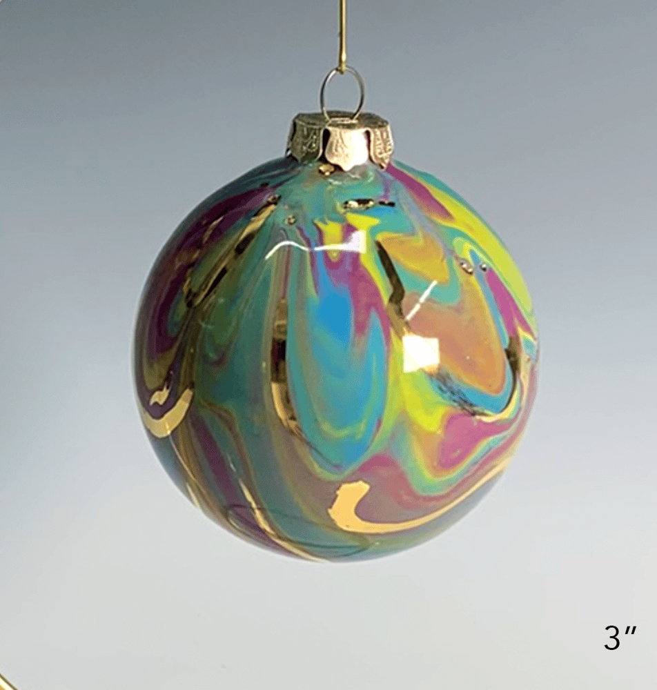 Image of Limited Edition 20K Gold Luster Ornament 3" Blue/Pink/Purple/Lime
