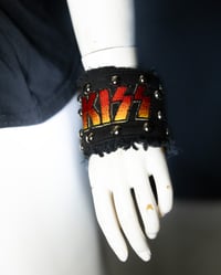 Image 2 of Studded Band Patch Denim Wrist Cuff