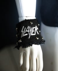 Image 1 of Studded Band Patch Denim Wrist Cuff