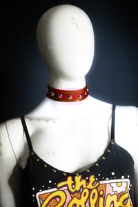 Image 1 of Red Studded Spandex Choker