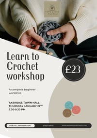 Image 1 of Axbridge learn to crochet workshop Thursday January 22nd 7.30-9.30pm