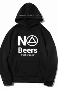 ‘NO BEERS’ #SOBERGANG  HOODIE - BLACK/WHITE 