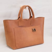 Image 2 of Large Travel Tote low in vintage light brown