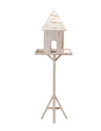Wooden Bird House Feeder - Whitewash 