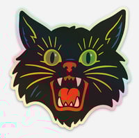 'HOLOGRAM Black Cat' Vinyl Sticker