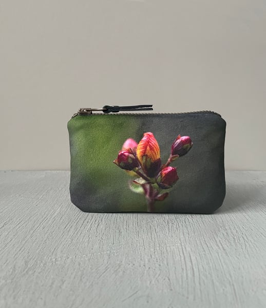 Image of St Johns Wort, velvet zipper purse - fits cards