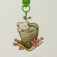 Image 1 of Epoxy keychain - Ocean slice & Bear matcha latte