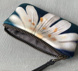 Image of Wild Stitchwort flower, velvet zipper purse - fits cards