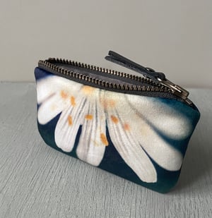 Image of Wild Stitchwort flower, velvet zipper purse - fits cards