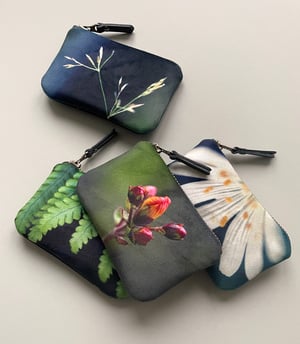 Image of Wild Stitchwort flower, velvet zipper purse - fits cards