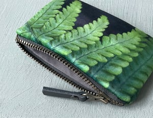 Image of Fern frond, velvet zipper purse - fits cards
