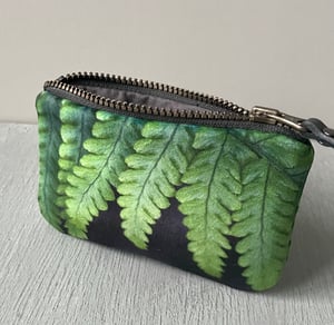 Image of Fern frond, velvet zipper purse - fits cards