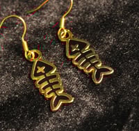 Image 1 of Gold fish bone earrings