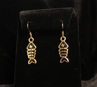 Image 3 of Gold fish bone earrings
