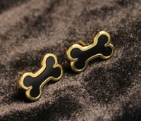 Image 1 of Gold dog bone earrings