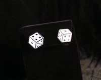 Image 2 of White dice earrings