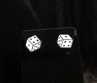 Image 3 of White dice earrings