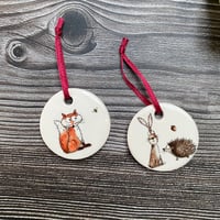 Image 2 of Handmade Fox / Hare / Hedgehog Hanging Decorations