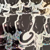 Glitter Knife Cat Sticker