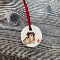 Image 1 of Little Shaggy Brown Dog Hanging Decoration