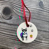 Image 2 of Tiny Black & White Dog Hanging Decoration