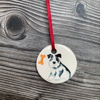 Image 2 of Black & White Dog with Bone Hanging Decoration