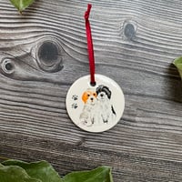 Image 2 of Two Little Dogs with Pawprints Hanging Decoration