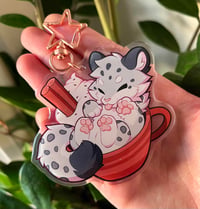 Snow Leopard Latte Keychain