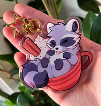 Raccoon Latte Keychain
