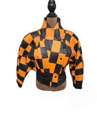 Image 3 of Orange & Black Leather Jacket 