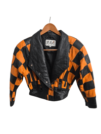 Image 6 of Orange & Black Leather Jacket 