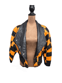 Image 2 of Orange & Black Leather Jacket 