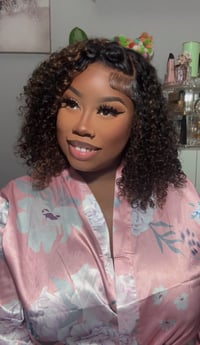 Image 4 of Curly Highlight 5x5 Closure Bob Wig in 12”