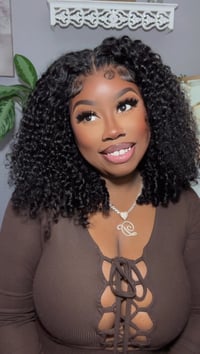 Image 4 of Coiled End Burmese Curly 5x5 Closure Bob Wig in 14”