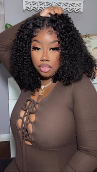 Image 3 of Coiled End Burmese Curly 5x5 Closure Bob Wig in 14”
