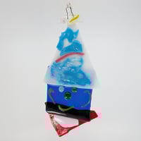 Image 1 of Blue Santa Fused Glass Ornament by Jimmy Dutcher