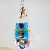 Image 1 of Blue Snowman Fused Glass Ornament by Jimmy Dutcher