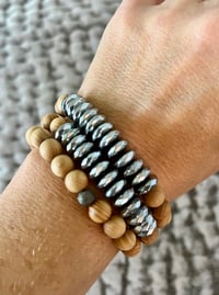 Image 2 of *new* SILVER HEMATITE + SANDALWOOD bracelets