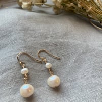 Image 2 of Natural White Freshwater Pearl Drop Earring 14k Gold Filled